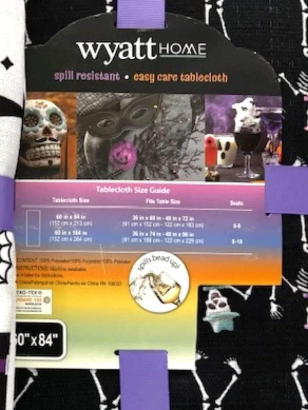 Three different Halloween themed, spill resistant, easy care tablecloths NWT